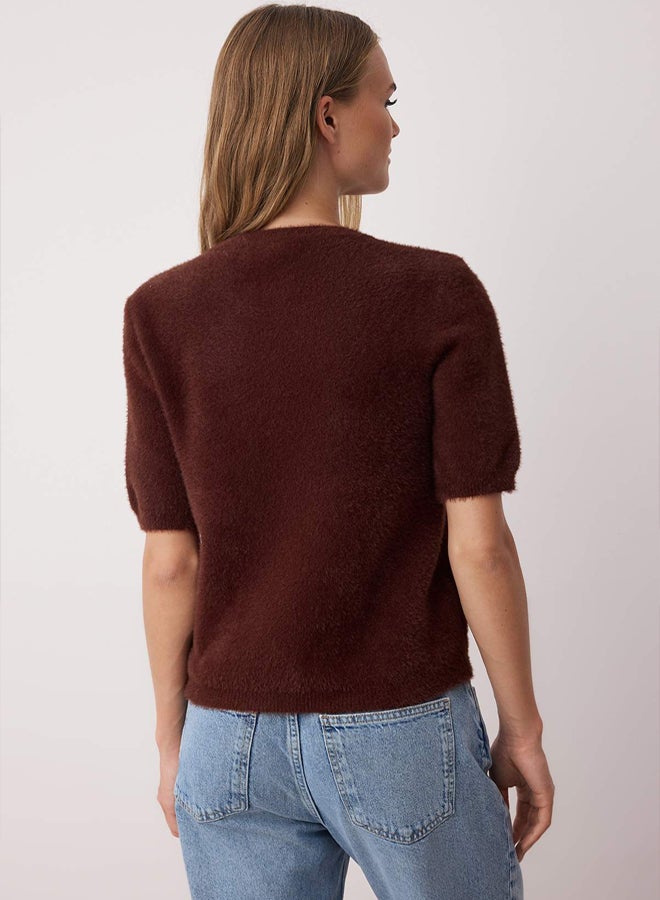 trendyol Brown Button Detailed Soft Textured Knitwear Cardigan - Image 4