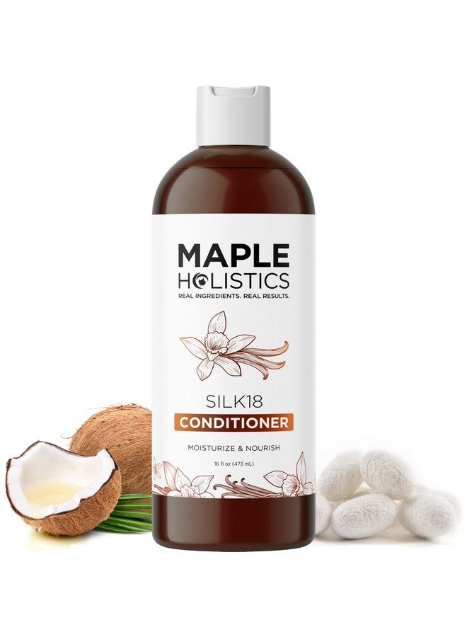 مايبل هوليستكس بلسم للشعر الجاف والتالف - بلسم بروتين الحرير للشعر الجاف للتحكم في التجعد واللمعان - بلسم مرطب للشعر المجعد بزيت الأرغان ومرطب للشعر الجاف (16 أونصة سائلة) - Image 1