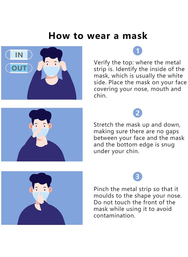 هو 50 قطعة من أقنعة الوجه للاستخدام مرة واحدة مغلفة بشكل فردي، قابلة للتنفس ومريحة، أقنعة أذن واقية من طبقتين، مضادة للجسيمات والغبار مناسبة للاستخدام اليومي - Image 2