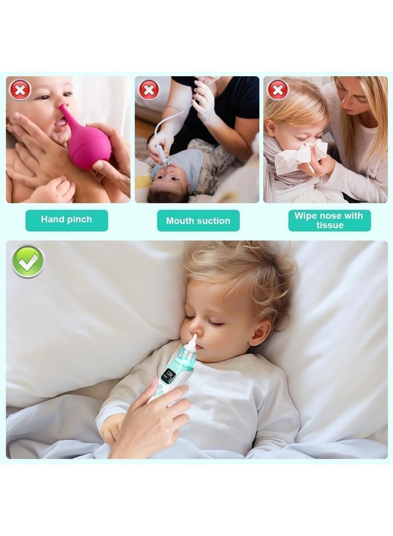 Baby nasal cleaning tool: an electric nasal aspirator featuring LED lighting and silicone tips. - Image 4