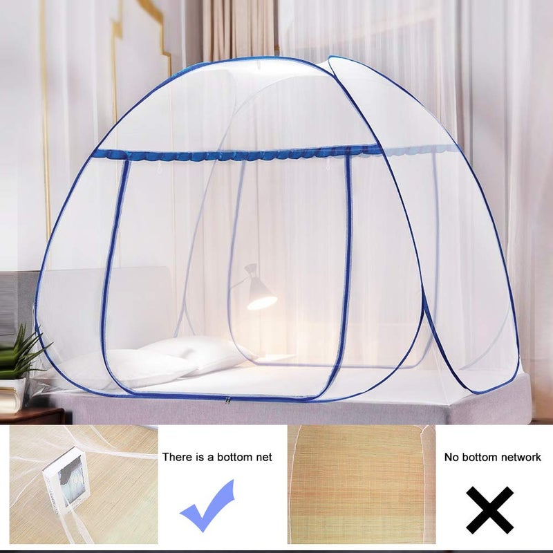 AMMER Portable Pop-Up Mosquito Net Tent for Bed Baby Adults Trip, L79 x W71 x H59 inch Large Folding Mosquito Netting with Net Bottom, 2 Entries, Suit for Twin to King Size Bed - Image 4