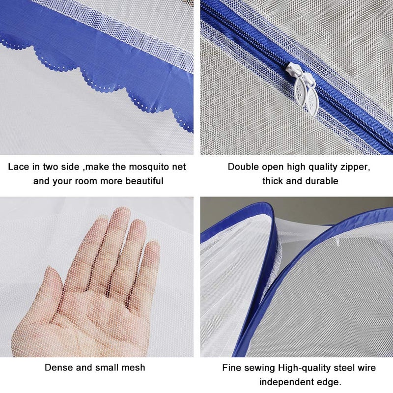 AMMER Portable Pop-Up Mosquito Net Tent for Bed Baby Adults Trip, L79 x W71 x H59 inch Large Folding Mosquito Netting with Net Bottom, 2 Entries, Suit for Twin to King Size Bed - Image 5