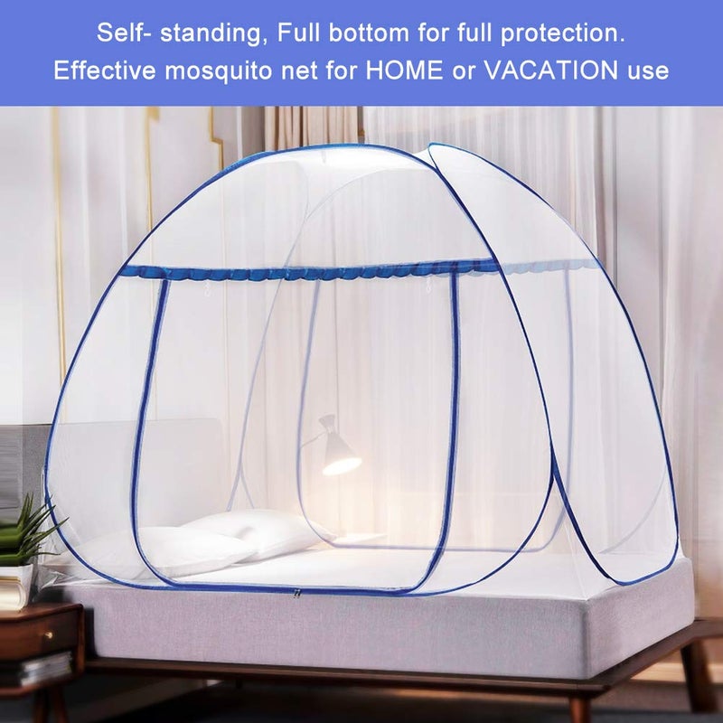 AMMER Portable Pop-Up Mosquito Net Tent for Bed Baby Adults Trip, L79 x W71 x H59 inch Large Folding Mosquito Netting with Net Bottom, 2 Entries, Suit for Twin to King Size Bed - Image 3