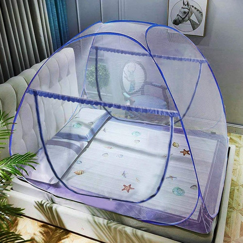 AMMER Portable Pop-Up Mosquito Net Tent for Bed Baby Adults Trip, L79 x W71 x H59 inch Large Folding Mosquito Netting with Net Bottom, 2 Entries, Suit for Twin to King Size Bed - Image 1