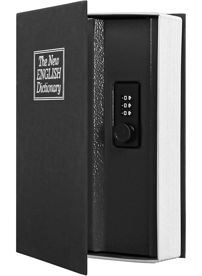 erorex Diversion Book Safe With Combination Lock Large Safe Secret Hidden Metal Lock Box Money Hiding Box Collection Box 9.5 Inch X 6.2 Inch X 2.2 Inch Large Black  - Image 1