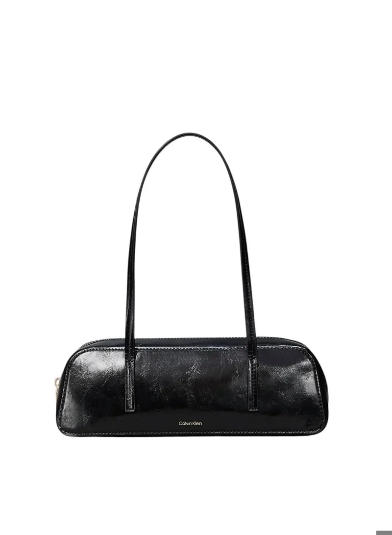 Glossy Foil Logo Bauletto Shoulder Bag
