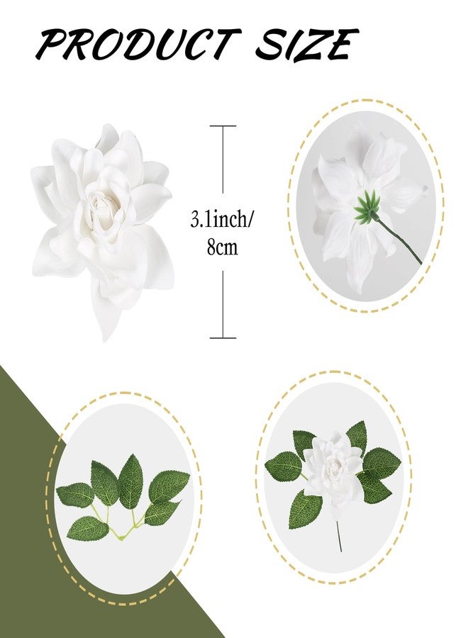 IPOPU 25PCS Gardenia Flowers Artificial 3.15’’ Foam Fake Rose Heads White Faux Gardenia Flowers with Stems for Wedding Bouquet Bridal Shower Party Home Floral Arrangements(White) - Image 2