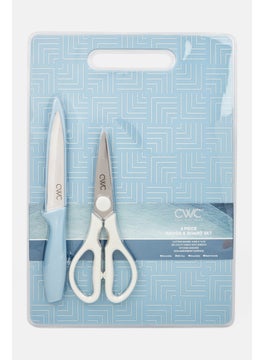 COOK WITH COLOR 4 Pieces Kitchen knife And Board Set, Blue  - Image 1