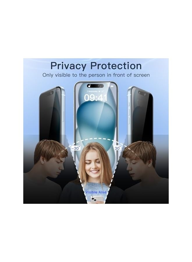 JETech Privacy Screen Protector for iPhone 15 Plus 6.7-Inch, Anti-Spy Tempered Glass Film with Easy Installation Tool, 2-Pack - Image 4