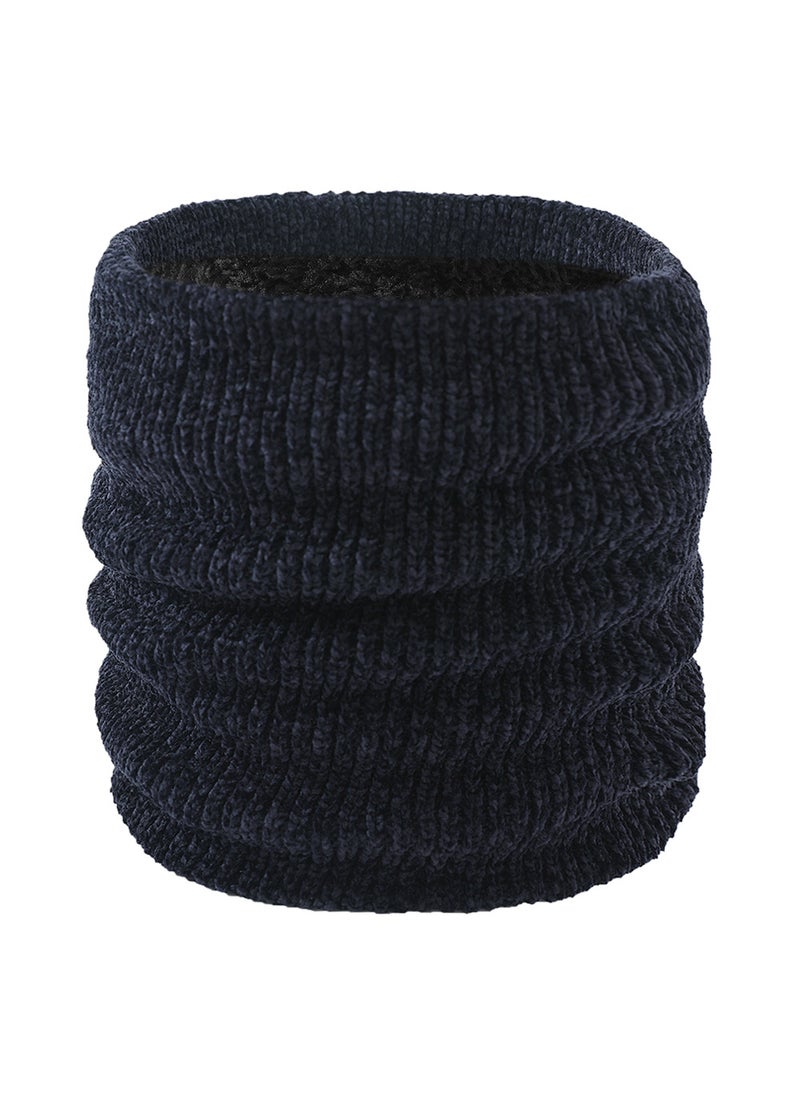 Generic Winter Thickened Fleece-lined Chenille Neck Warmer Single-circle Pullover High Collar Warm Wool Scarf For Men Women Navy blue  - Image 1