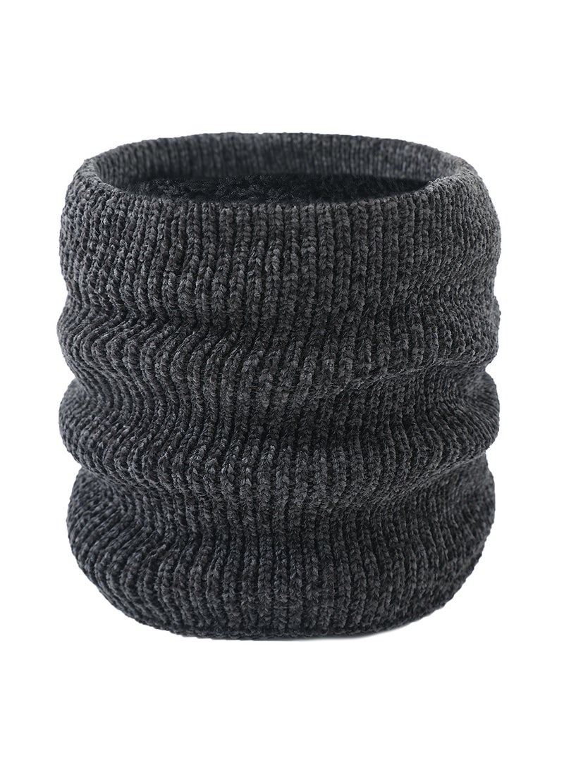 Generic Winter Thickened Fleece-lined Chenille Neck Warmer Single-circle Pullover High Collar Warm Wool Scarf For Men Women Navy blue  - Image 2