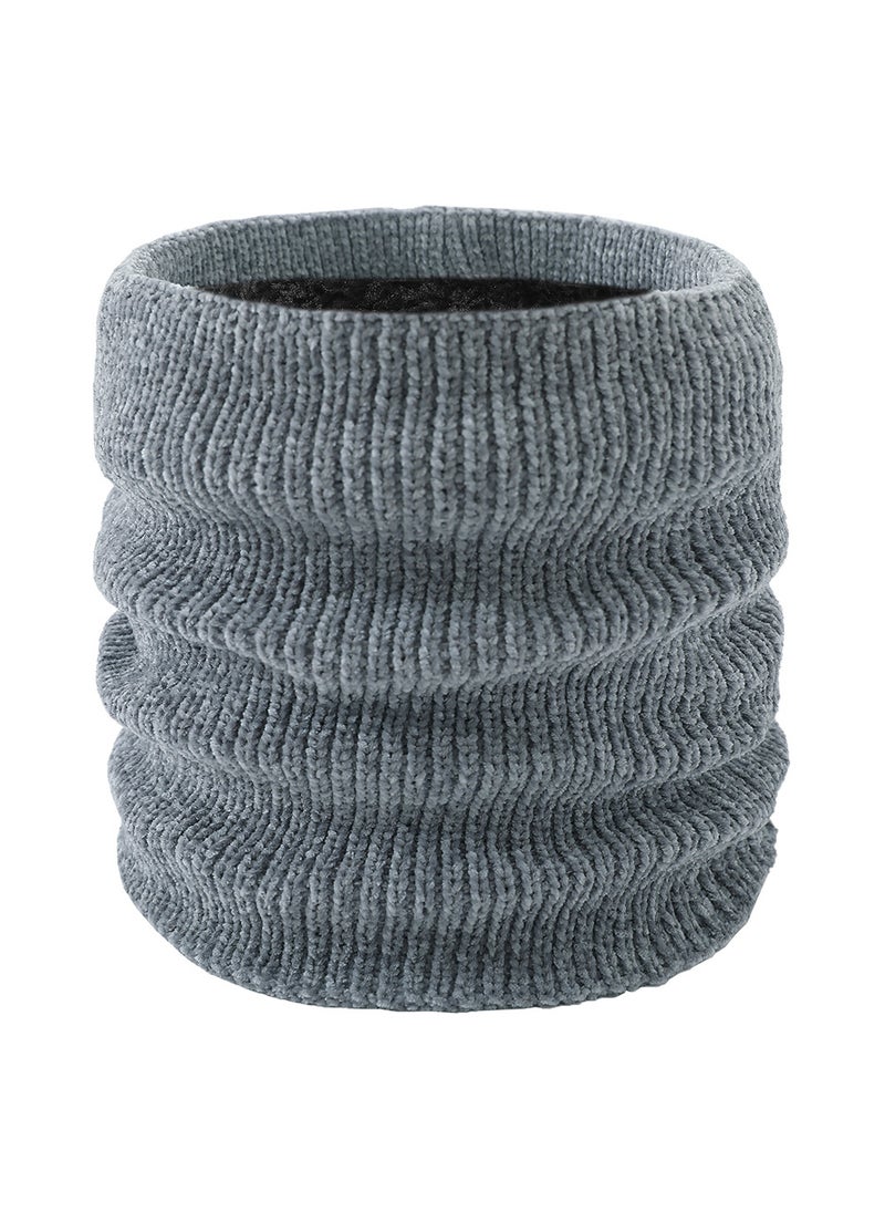 Generic Winter Thickened Fleece-lined Chenille Neck Warmer Single-circle Pullover High Collar Warm Wool Scarf For Men Women Navy blue  - Image 3