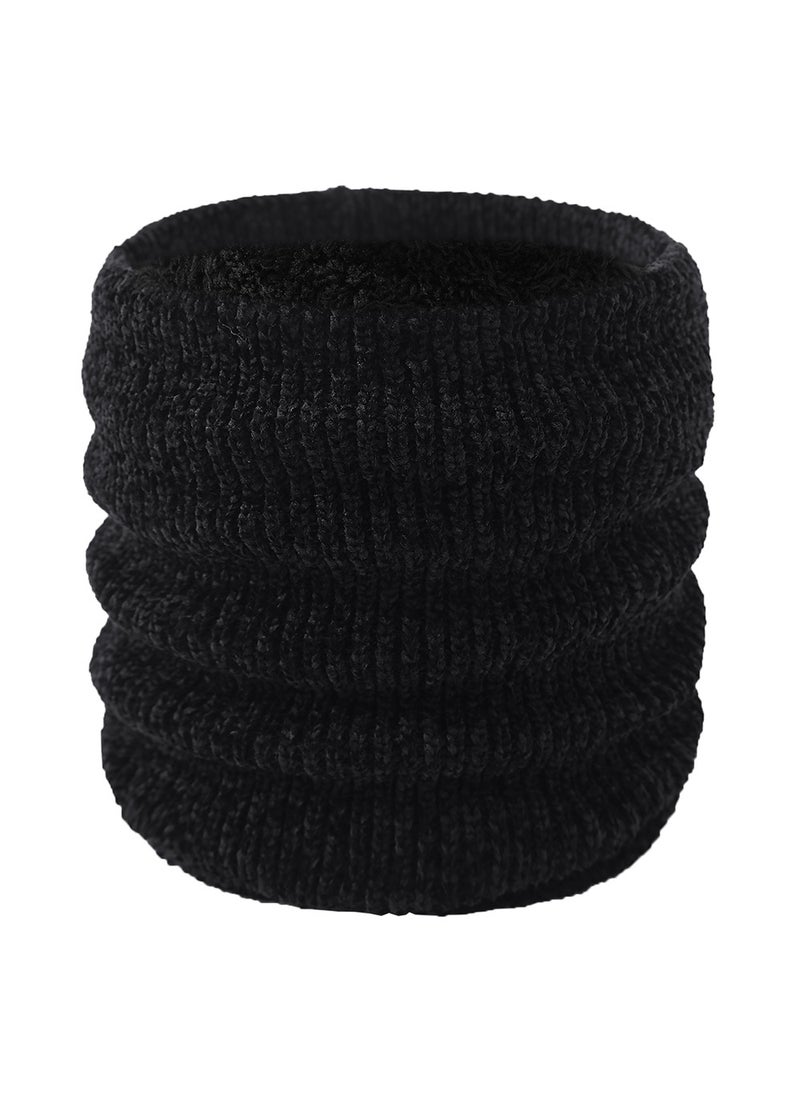 Generic Winter Thickened Fleece-lined Chenille Neck Warmer Single-circle Pullover High Collar Warm Wool Scarf For Men Women Navy blue  - Image 5
