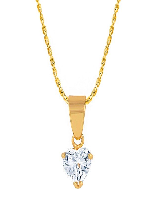 JFL - Jewellery for Less Romantic|Valentines day|Gift idea|for her|Wife|Girlfriend|Lover|Fiance|Crush Combo of Gold Plated CZ Heart Solitaire Pendant & Japanese Pearl Pendant with Chain Women & Girls - Image 4
