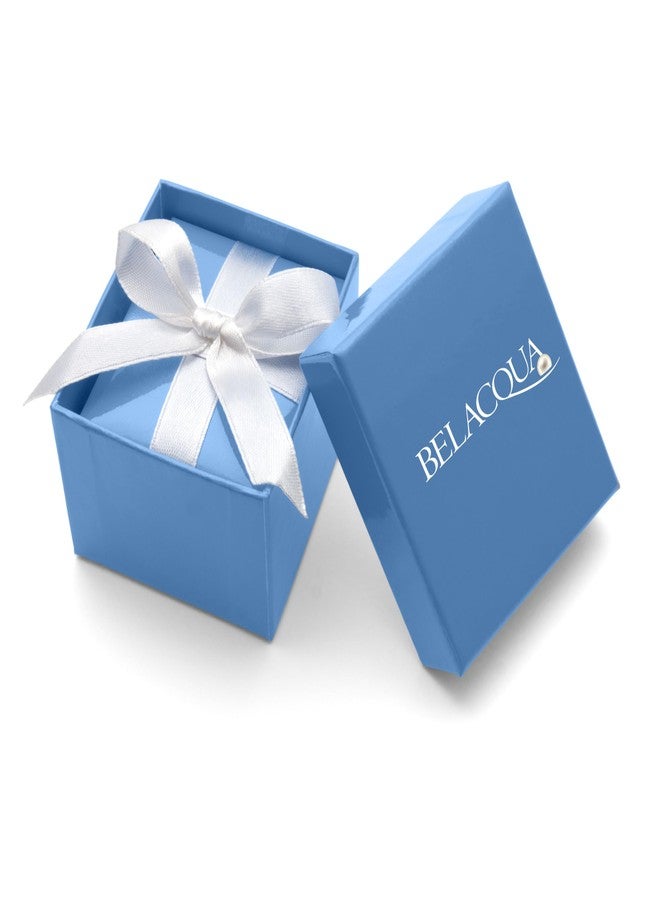 Belacqua Round Natural Blue Milky Aquamarine Gemstone Stud Earrings in Sterling Silver, Size - 8mm, Push Back - Clasp, Jewelry for Women, Gift Box Included - Image 5