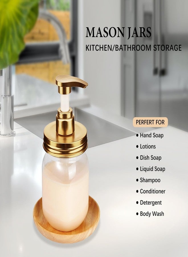 Amolliar Plastic Mason Jar Soap Dispenser with Pump Lid,16OZ Refillable BPA-Free Hand Soap Dispenser Set with Cute Lables - for Kitchen/Bathroom, Liquid Soap, Dish Soap, Lotion (2 Pack, Gold) - Image 5