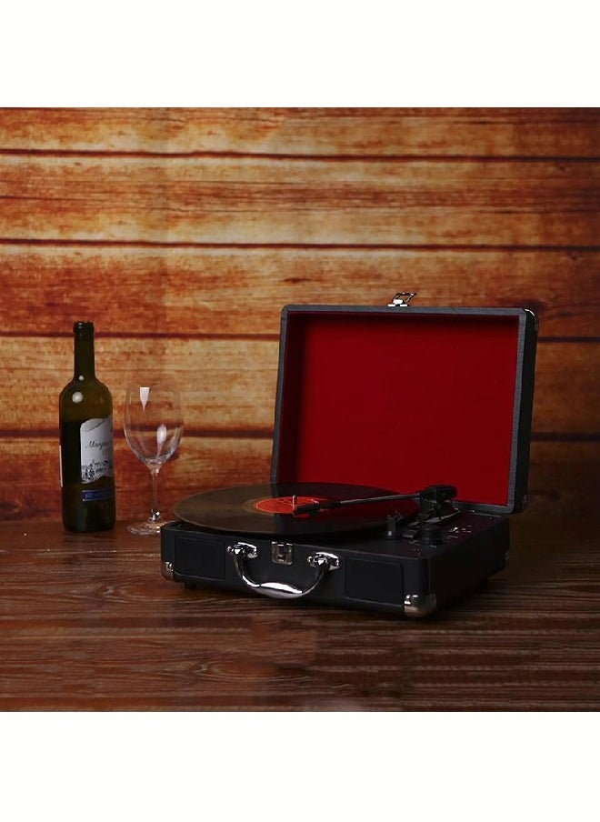 Generic - Record Player 3speeds with Built-in Stereo Speakers Turntable for Vinyls Supports USB RCA Output/Headphone Jack MP3  Mobile Phone Music Player Suitcase Record Player  Bluetooth Suitcase Record Player - Image 1