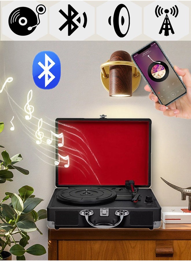 Generic - Record Player 3speeds with Built-in Stereo Speakers Turntable for Vinyls Supports USB RCA Output/Headphone Jack MP3  Mobile Phone Music Player Suitcase Record Player  Bluetooth Suitcase Record Player - Image 1