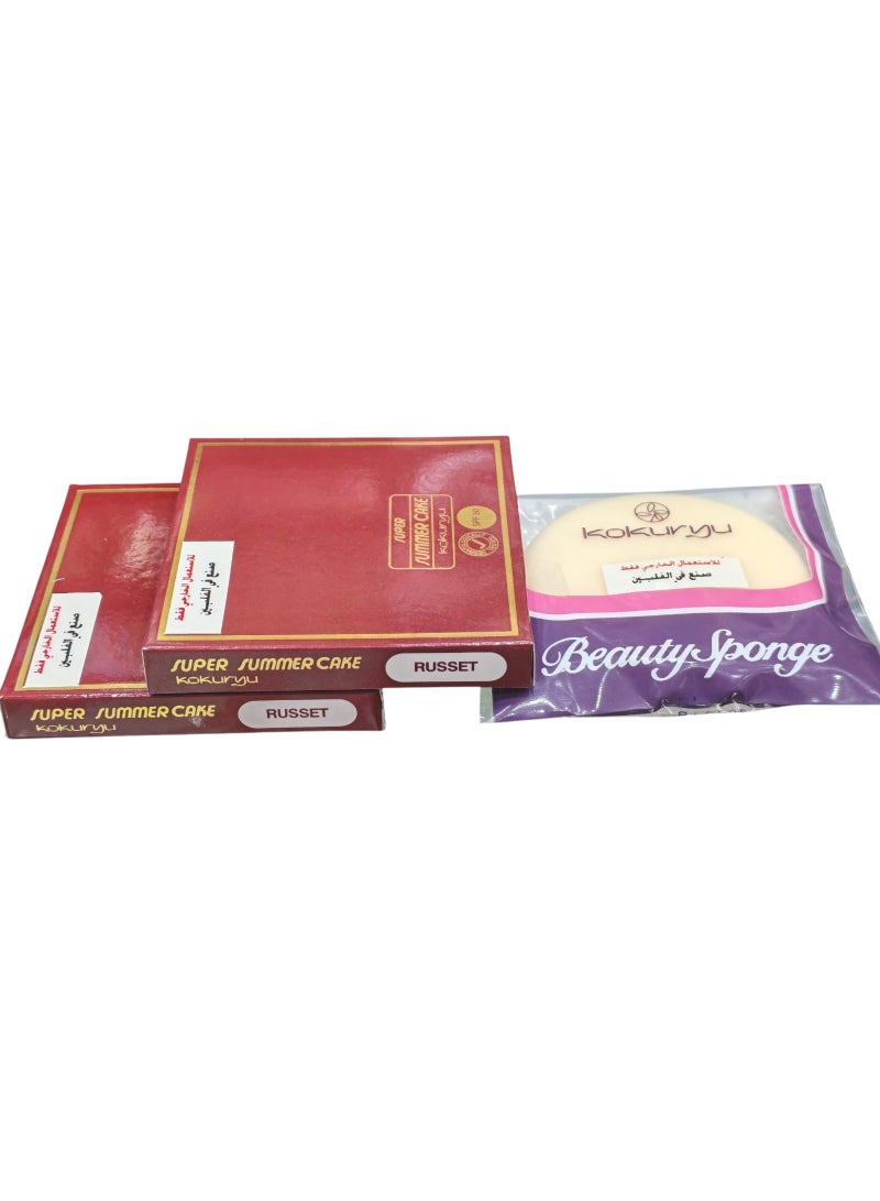 كوكوريو بودرة وجه سمر كيك المائية روسيت لون Russet – قطعتان بودرة مضغوطة مع إسفنجة - Image 1