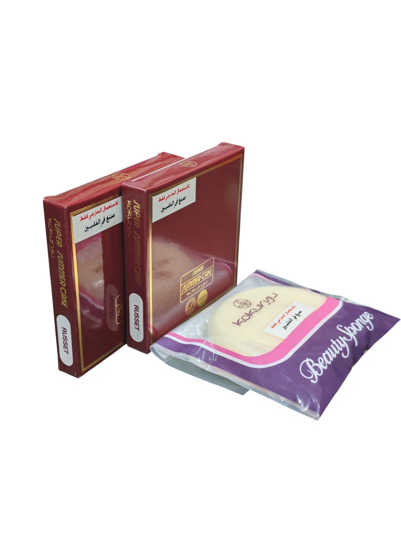 كوكوريو بودرة وجه سمر كيك المائية روسيت لون Russet – قطعتان بودرة مضغوطة مع إسفنجة - Image 2