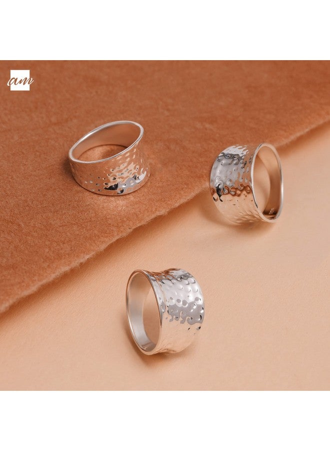 Amberta Women'S 925 Sterling Silver Hammered Ring: Size 7.5 - Image 3