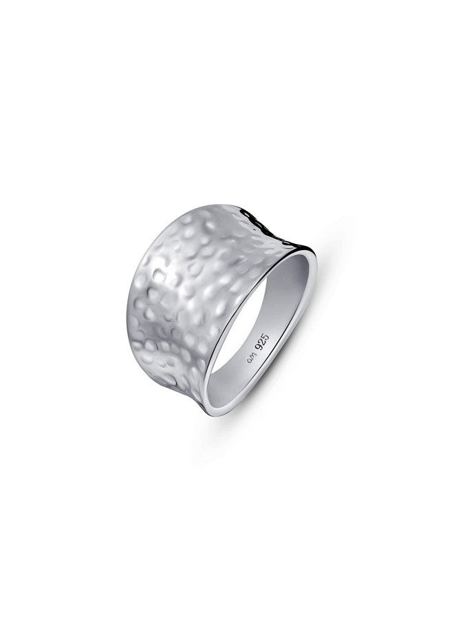 Amberta Women'S 925 Sterling Silver Hammered Ring: Size 7.5 - Image 1