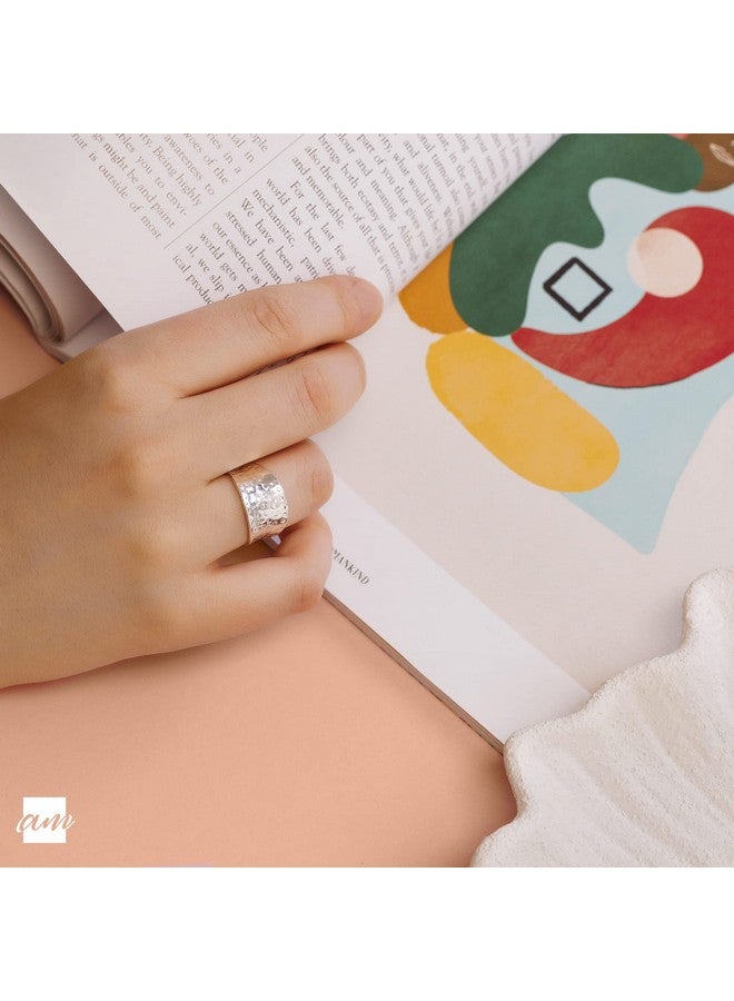 Amberta Women'S 925 Sterling Silver Hammered Ring: Size 7.5 - Image 4