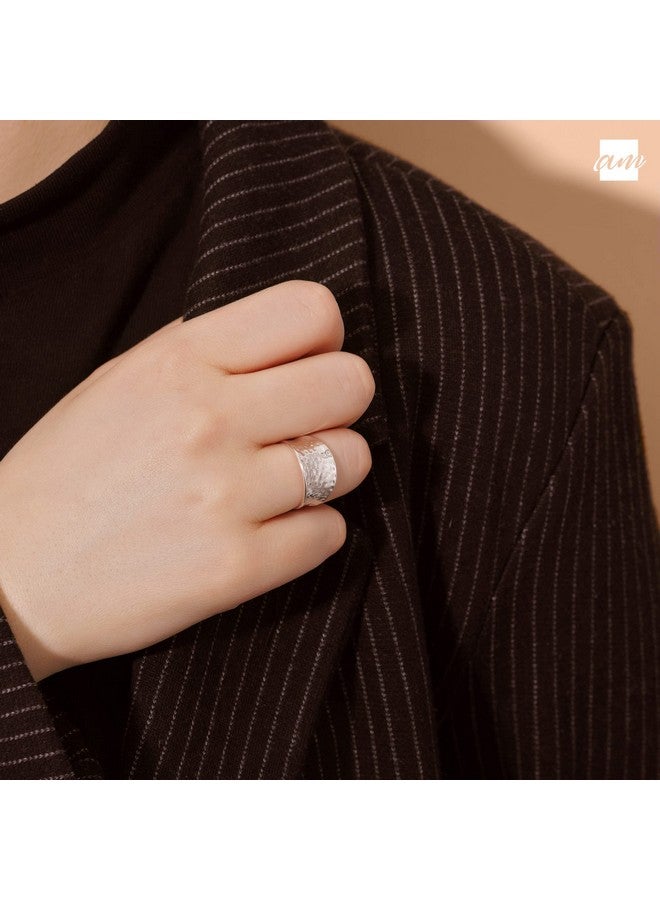 Amberta Women'S 925 Sterling Silver Hammered Ring: Size 7.5 - Image 2