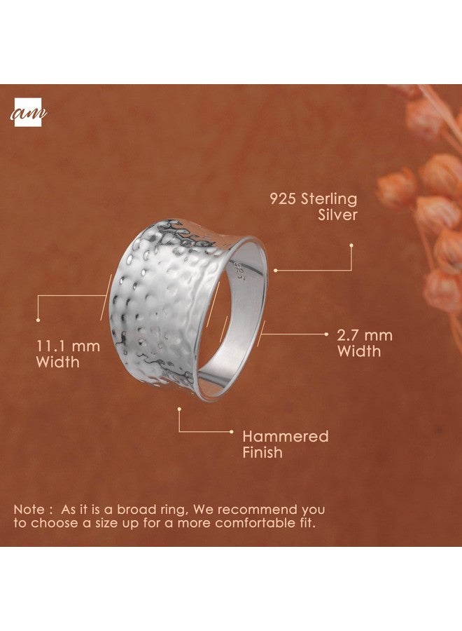 Amberta Women'S 925 Sterling Silver Hammered Ring: Size 7.5 - Image 5