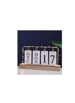 Generic Vintage Wooden Desk Perpetual Led Calendar Planner Week Date Display Calendar Office Desktop Decoration  - Image 2
