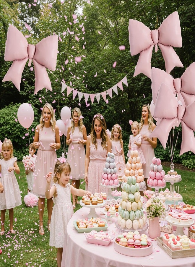 Vuzvuv 5Pcs 38 Inch Giant Pink Bow Balloon for Birthday Party, Pink Coquette Birthday Decorations for Gender Reveal, Baby Shower,Wedding Bridal，Theme Party - Image 4