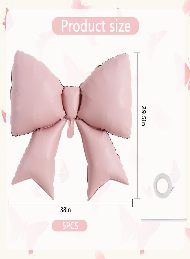 Vuzvuv 5Pcs 38 Inch Giant Pink Bow Balloon for Birthday Party, Pink Coquette Birthday Decorations for Gender Reveal, Baby Shower,Wedding Bridal，Theme Party - Image 2