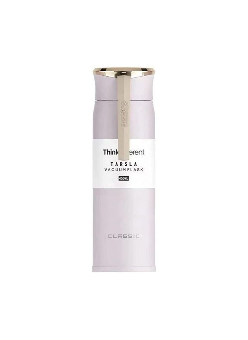 Classic Vacuum insulated stainless steel double layer thermal bottle, leak-proof with silicone bar handle, portable water bottle 450ml. pink  - Image 1
