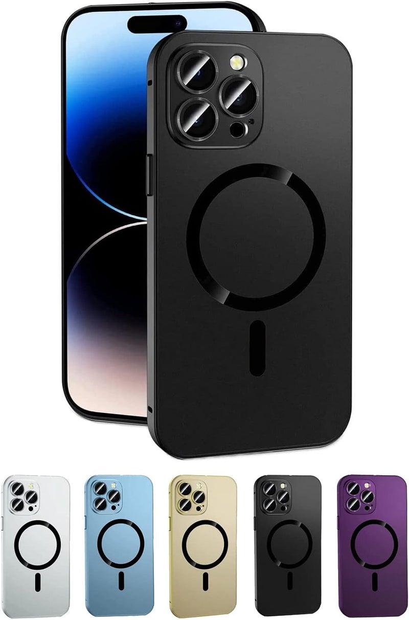 klarako Giftsme Case iPhone, Magnetic Charging Aluminium Metal Bumper Matte Case Cover for iPhone,2023 New Aluminium Metal Bumper Matte Case Cover for iPhone 12/13/14 (Black,for iPhone 12) - Image 1