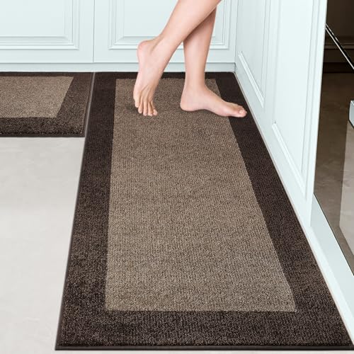 DOMUSTEX Machine Washable (24" x 36"+ 24" x 60"') Kitchen Rugs Set of 2, Non Slip Kitchen Mats for Floor, Absorbent Entrance Runner Rugs for Bedroom, Hallway, Bathroom, Door (Roll Packing) - Image 1