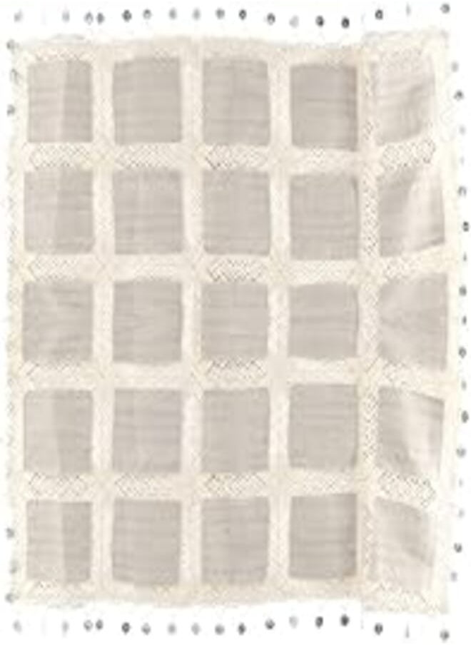 Generic Handmade Crochet Linen Bed Skirt (100cmx100cm, Beige) 