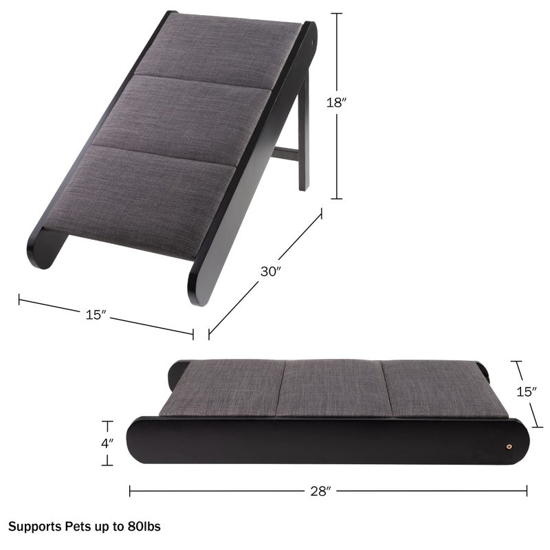 PETMAKER Pet Ramp - Foldable Wooden Dog Ramp for Getting onto Beds, Couches, or Into Vehicles - Dog Accessories for Small Dogs by PETMAKER (Black/Gray) - Image 2