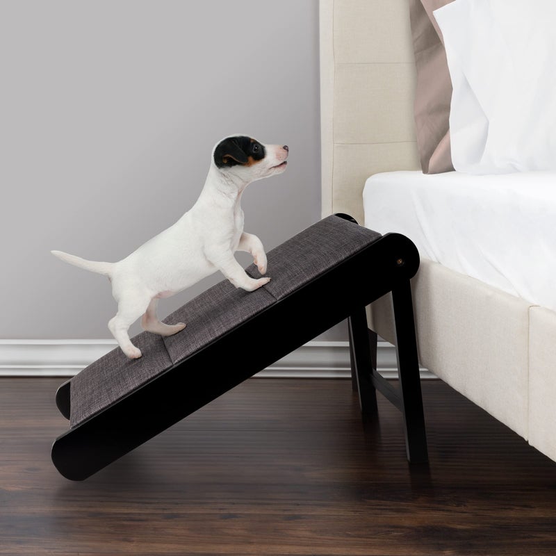 PETMAKER Pet Ramp - Foldable Wooden Dog Ramp for Getting onto Beds, Couches, or Into Vehicles - Dog Accessories for Small Dogs by PETMAKER (Black/Gray) - Image 5