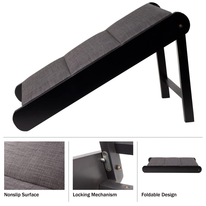 PETMAKER Pet Ramp - Foldable Wooden Dog Ramp for Getting onto Beds, Couches, or Into Vehicles - Dog Accessories for Small Dogs by PETMAKER (Black/Gray) - Image 3
