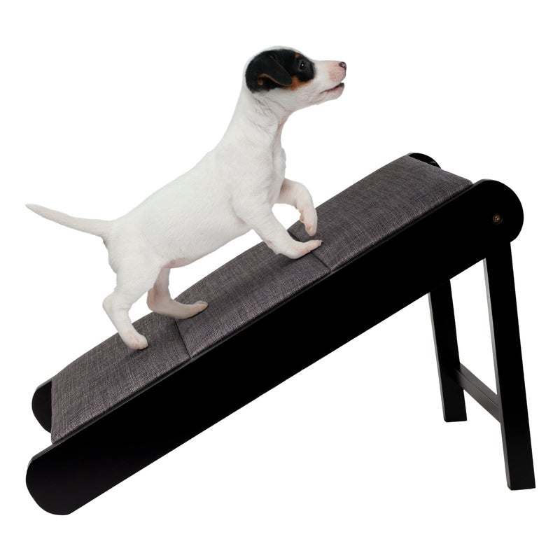 PETMAKER Pet Ramp - Foldable Wooden Dog Ramp for Getting onto Beds, Couches, or Into Vehicles - Dog Accessories for Small Dogs by PETMAKER (Black/Gray) - Image 1