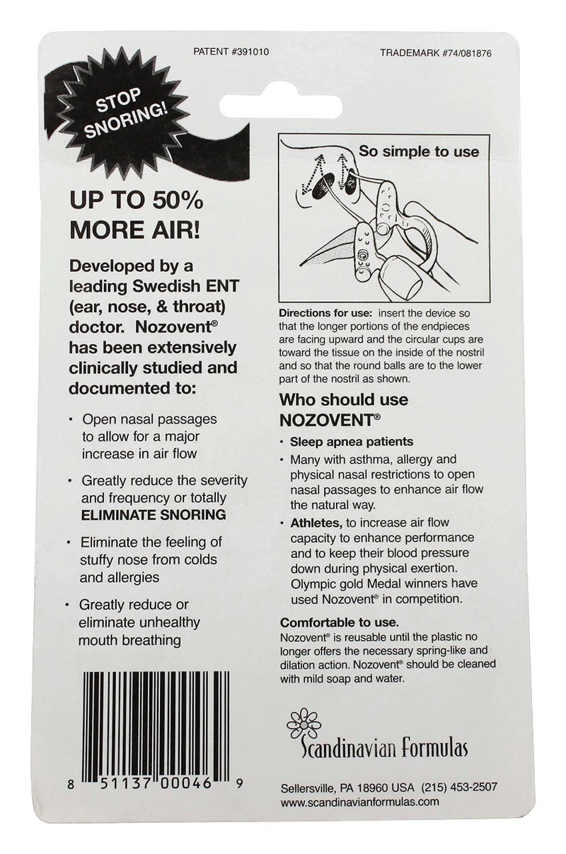 Scandinavian Formulas Nozovent Anti-Snoring Device, 2 Count - Image 3