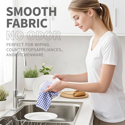 Oeleky Dish Towels for Kitchen, Cotton Kitchen Towels for Drying Dishes Pack of 8 (Multi B, 15X26 inches) - Image 2