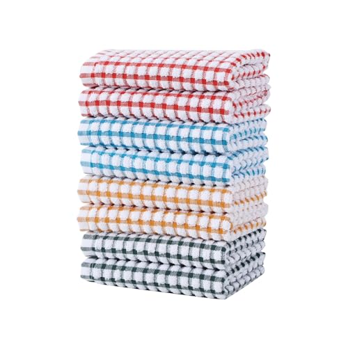 Oeleky Dish Towels for Kitchen, Cotton Kitchen Towels for Drying Dishes Pack of 8 (Multi B, 15X26 inches) - Image 1