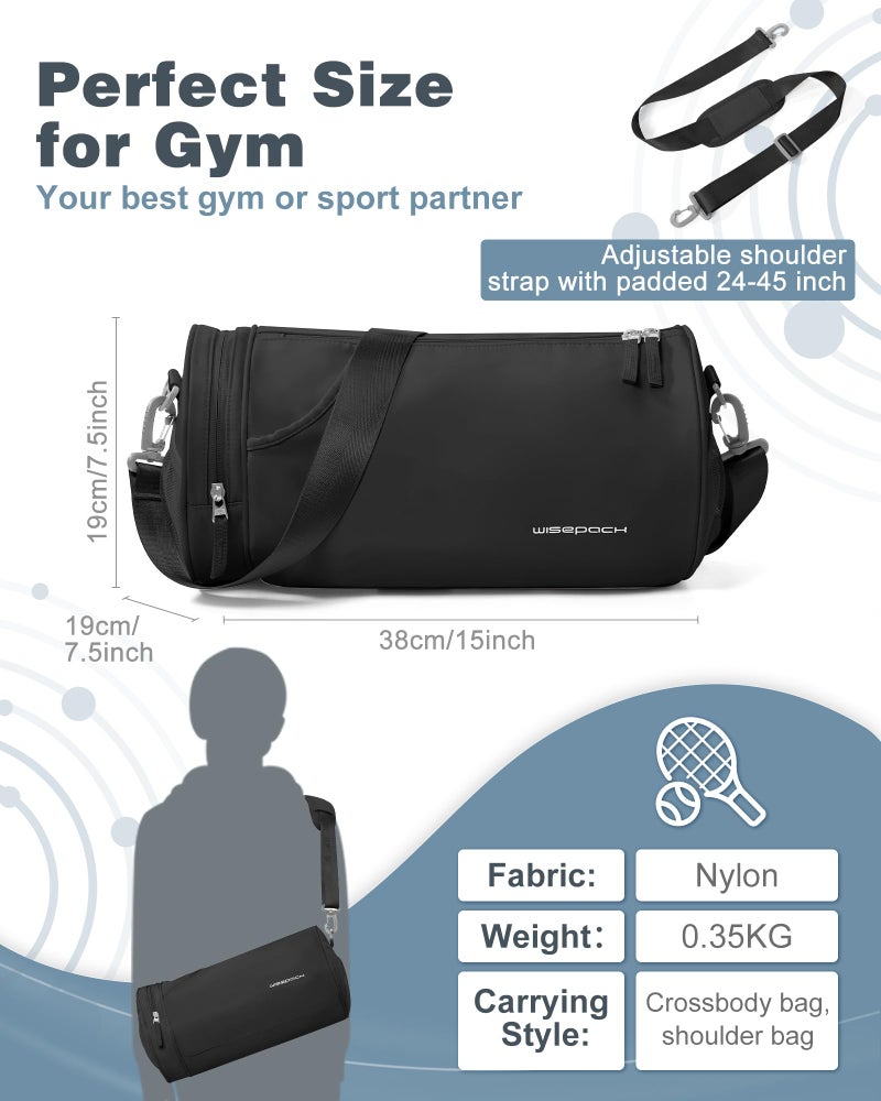 WISEPACK Small Gym Bag for Women,Waterproof Mini Duffle Bag Womens Spotrs WorkoutBags Small Travel Duffel Bag with Wet Pocket Carry on Weekender Bags for Dance Swimming,Gym,Yoga,Fitness Black - Image 2