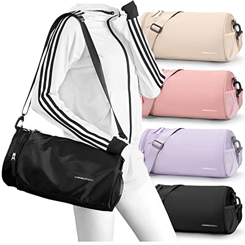 WISEPACK Small Gym Bag for Women,Waterproof Mini Duffle Bag Womens Spotrs WorkoutBags Small Travel Duffel Bag with Wet Pocket Carry on Weekender Bags for Dance Swimming,Gym,Yoga,Fitness Black - Image 1