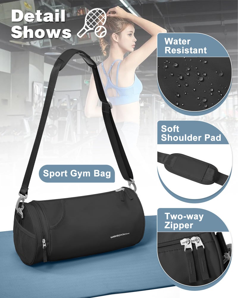 WISEPACK Small Gym Bag for Women,Waterproof Mini Duffle Bag Womens Spotrs WorkoutBags Small Travel Duffel Bag with Wet Pocket Carry on Weekender Bags for Dance Swimming,Gym,Yoga,Fitness Black - Image 5