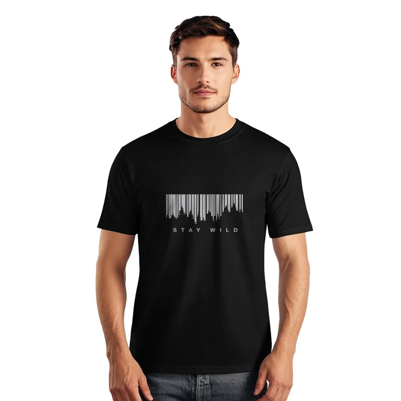 NOBERO Men's Black Cotton Typography T-Shirt