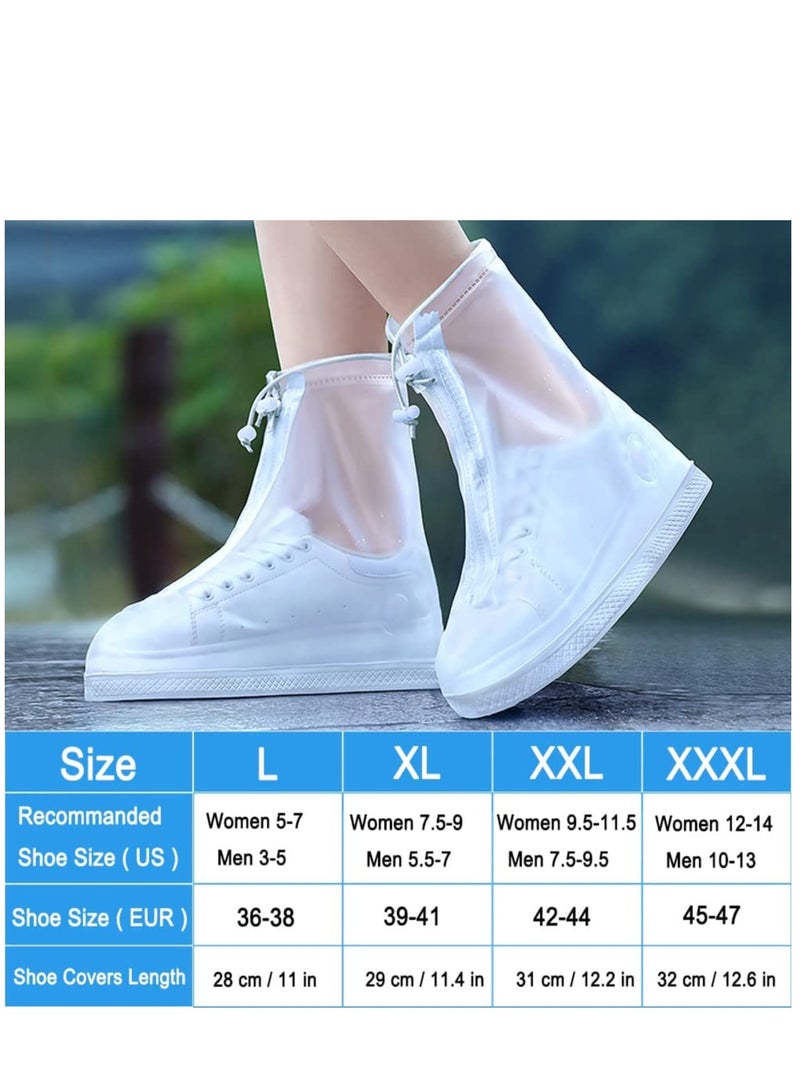 KASTWAVE 2 Pairs Rain Shoes Cover Non Slip Waterproof Shoe Covers Reusable Shoe Protectors Covers High Top Snow Boots Galoshes Overshoes for Men Women Outdoor Cycling Camping Fishing Garden (White XXXL)  - Image 3