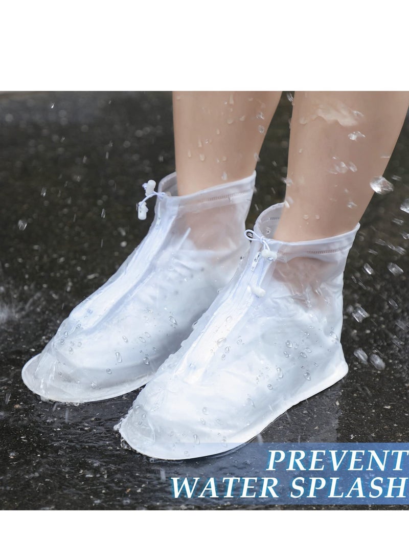 KASTWAVE 2 Pairs Rain Shoes Cover Non Slip Waterproof Shoe Covers Reusable Shoe Protectors Covers High Top Snow Boots Galoshes Overshoes for Men Women Outdoor Cycling Camping Fishing Garden (White XXXL)  - Image 5