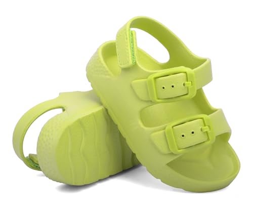 ChayChax Toddler Boys Girls Double Buckle Sandals Children's Adjustable Back Strap Water Sandal, Fruit Green, 7 Toddler - Image 3